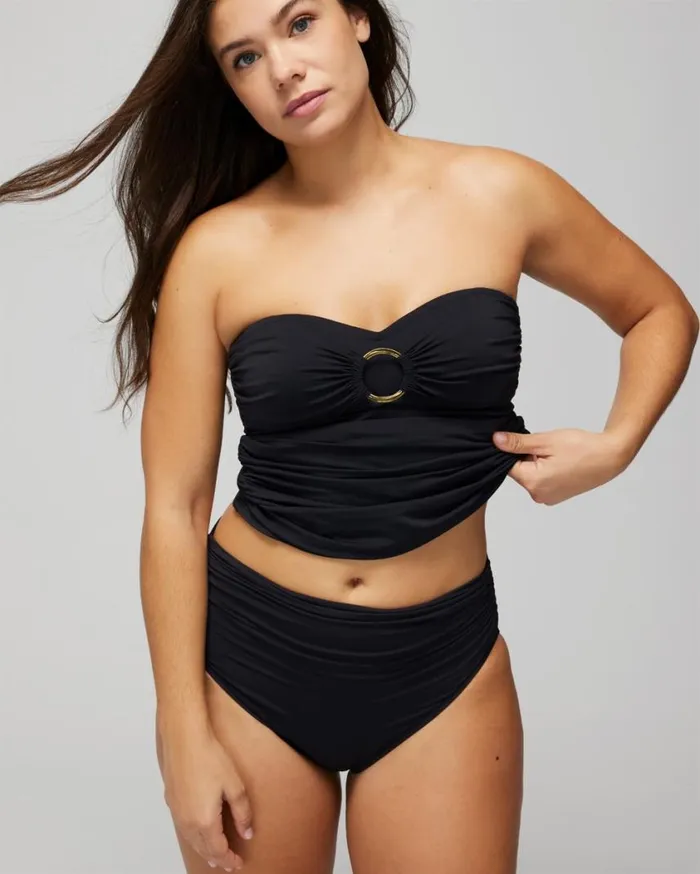 Soma Bleu Rod Beattie SideShirred Bikini Bottom Black Women Swim