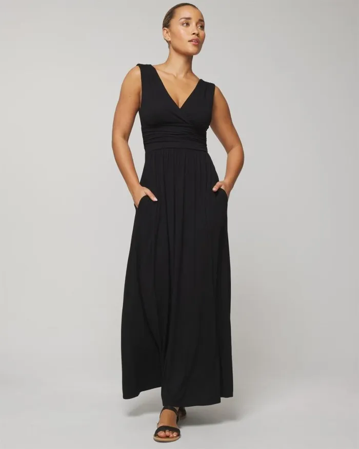 Soma Soft Jersey Maxi Bra Dress Black Women Long Dresses