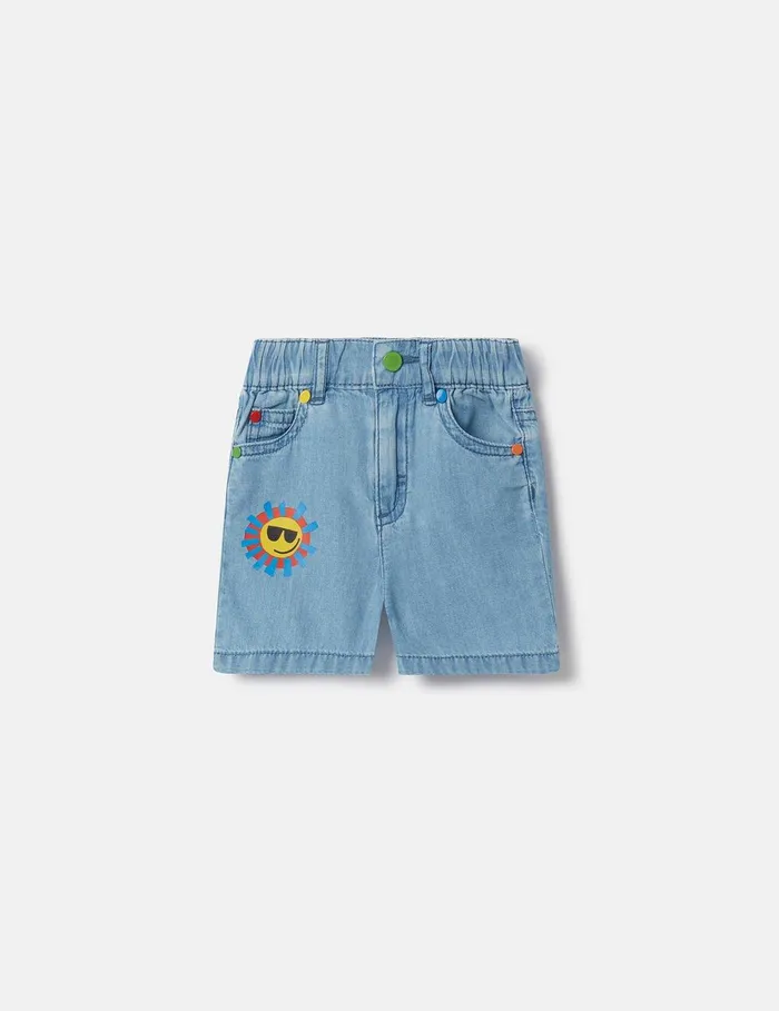 Stella McCartney Baby Boys Kids Sunshine Print Denim Shorts Blue