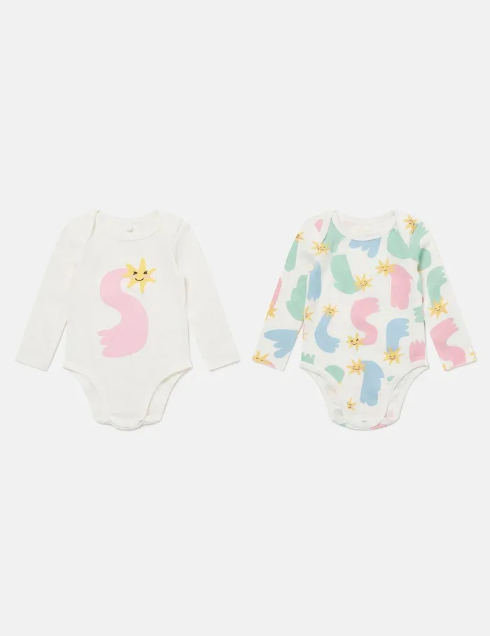 Stella McCartney Baby Girls Kids 2 Pack Shooting Star Rompers Multicolour