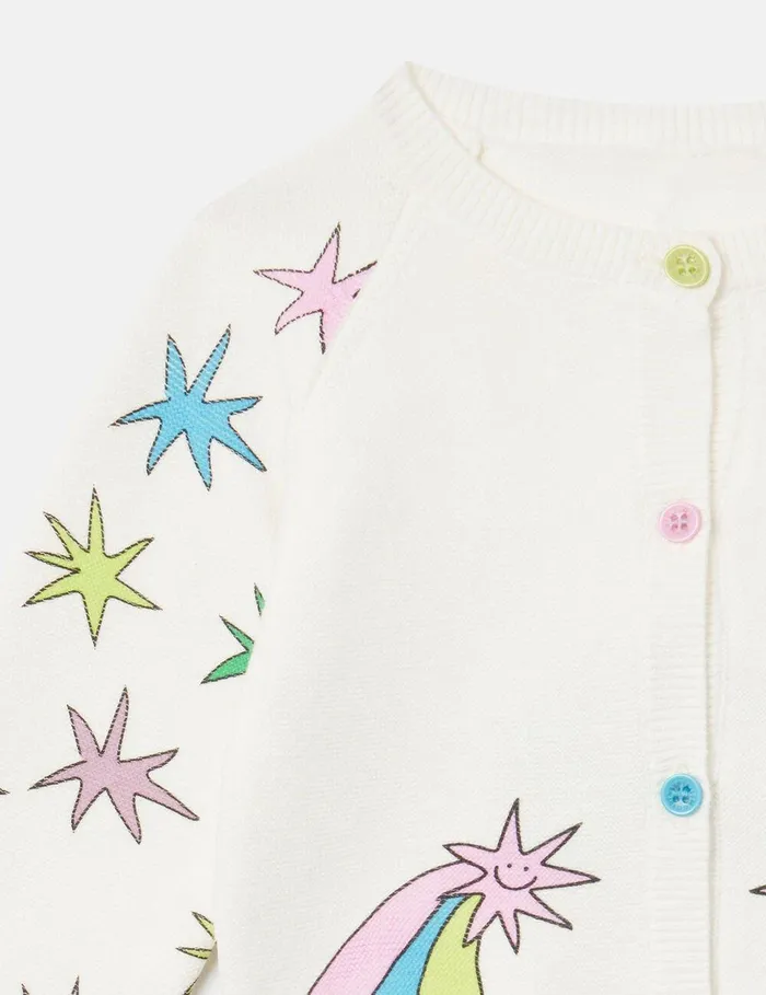 Stella McCartney Baby Girls Kids Bright Stars Knitted Cardigan Ivory Stella McCartney Baby Girls Kids Bright Stars Knitted Cardigan Ivory