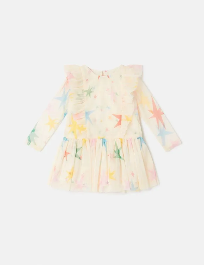 Stella McCartney Baby Girls Kids Star Pattern Frilled Tulle Dress Multicolour