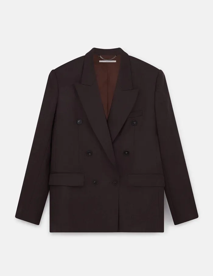 Stella McCartney Coats And Jackets Women Double Breasted Wool Blazer Dark Chocolate Brown Stella McCartney Coats And Jackets Women Double Breasted Wool Blazer Dark Chocolate Brown