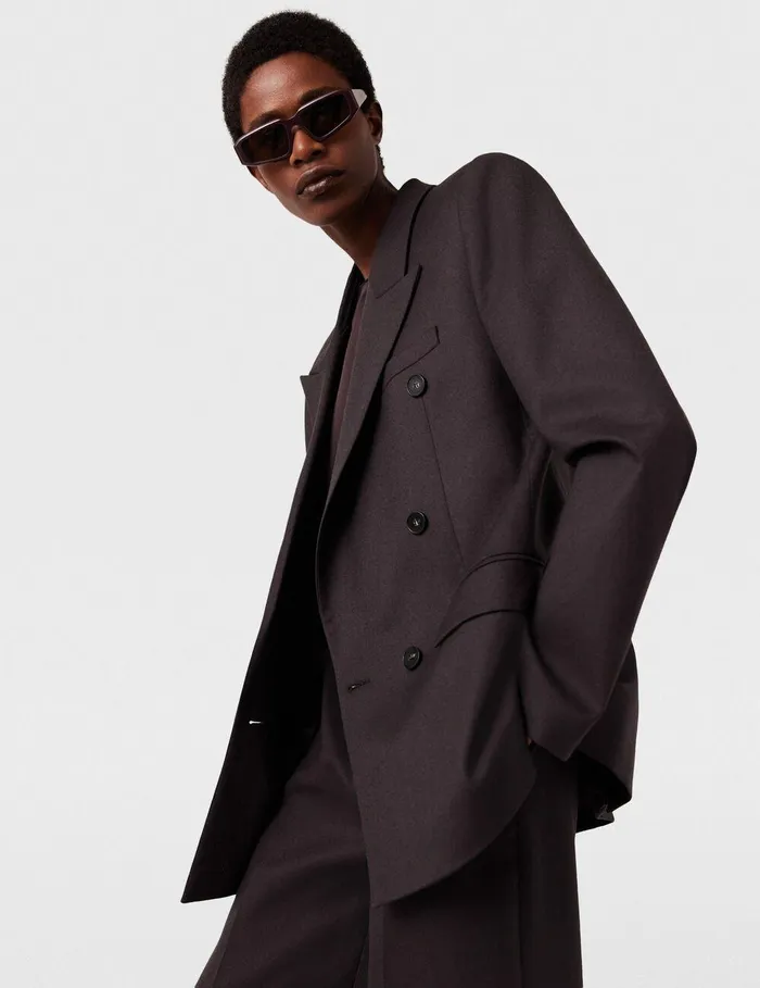 Stella McCartney Coats And Jackets Women Double Breasted Wool Blazer Dark Chocolate Brown Stella McCartney Coats And Jackets Women Double Breasted Wool Blazer Dark Chocolate Brown