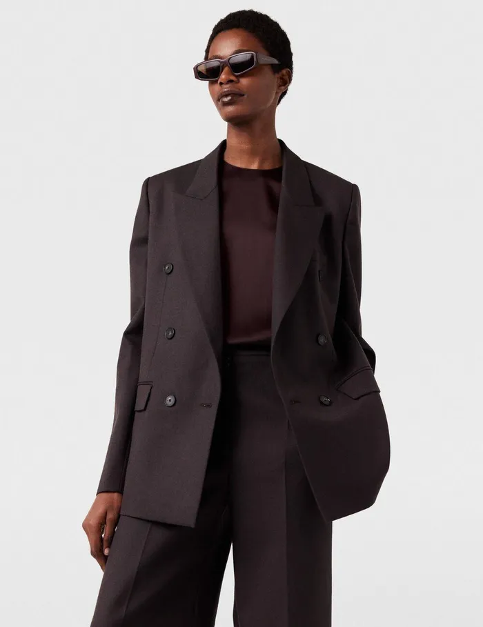 Stella McCartney Coats And Jackets Women Double Breasted Wool Blazer Dark Chocolate Brown Stella McCartney Coats And Jackets Women Double Breasted Wool Blazer Dark Chocolate Brown