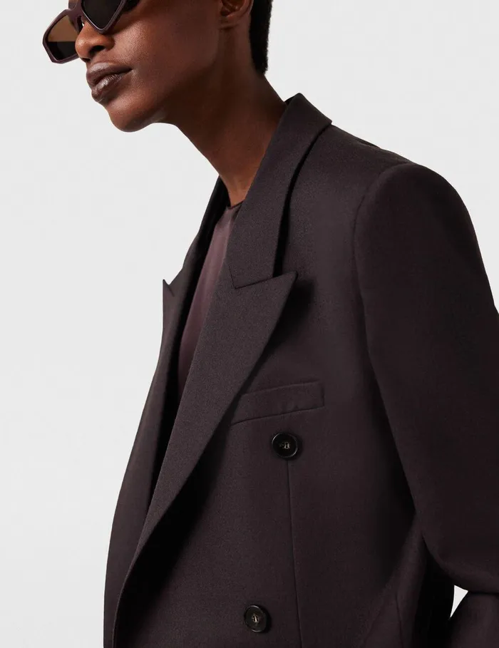 Stella McCartney Coats And Jackets Women Double Breasted Wool Blazer Dark Chocolate Brown Stella McCartney Coats And Jackets Women Double Breasted Wool Blazer Dark Chocolate Brown