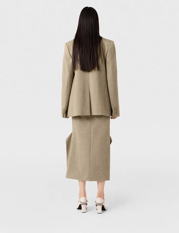 Stella McCartney Coats And Jackets Women Double Breasted Wool Blazer Light Moss Beige Stella McCartney Coats And Jackets Women Double Breasted Wool Blazer Light Moss Beige
