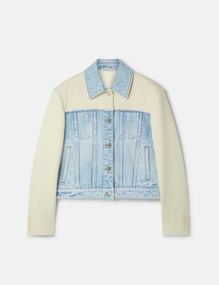 Stella McCartney Coats And Jackets Women TwoTone Panelled Denim Jacket Blueecru Stella McCartney Coats And Jackets Women TwoTone Panelled Denim Jacket Blueecru