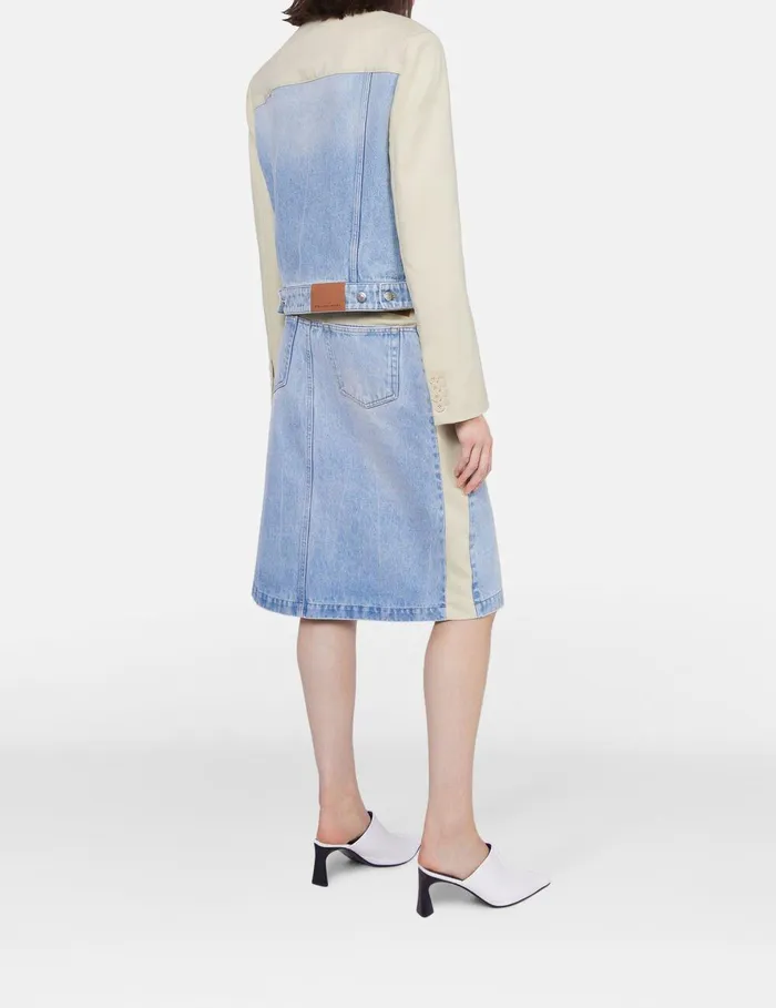 Stella McCartney Coats And Jackets Women TwoTone Panelled Denim Jacket Blueecru Stella McCartney Coats And Jackets Women TwoTone Panelled Denim Jacket Blueecru