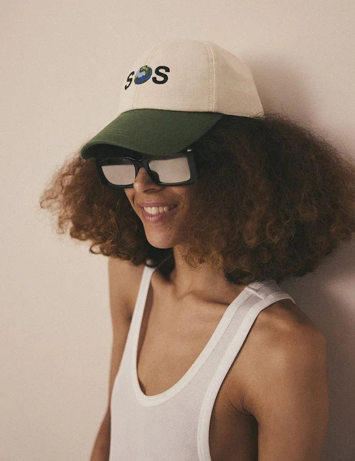 Stella McCartney Hats And Scarves Women SOS Embroidered Baseball Cap Ivorygreen Stella McCartney Hats And Scarves Women SOS Embroidered Baseball Cap Ivorygreen