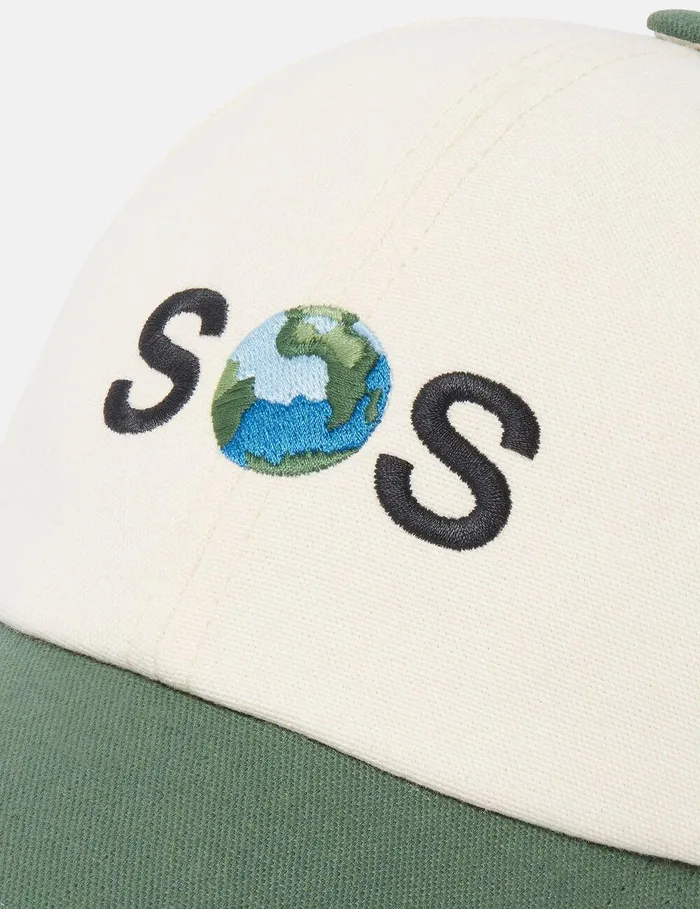 Stella McCartney Hats And Scarves Women SOS Embroidered Baseball Cap Ivorygreen Stella McCartney Hats And Scarves Women SOS Embroidered Baseball Cap Ivorygreen