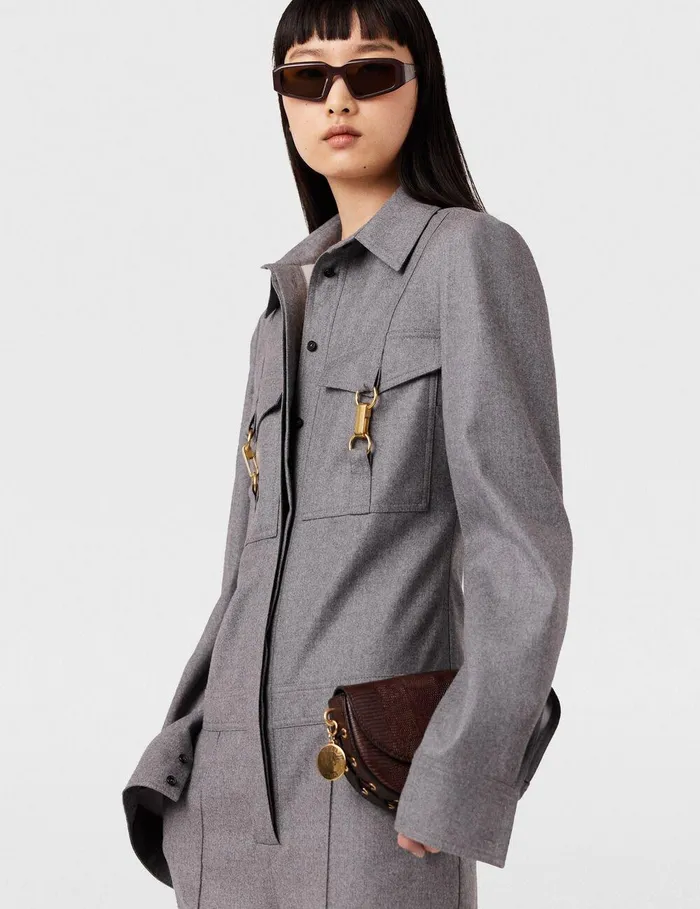 Stella McCartney Jumpsuits Women ClaspEmbellished Wool Jumpsuit Light Grey Melange Stella McCartney Jumpsuits Women ClaspEmbellished Wool Jumpsuit Light Grey Melange