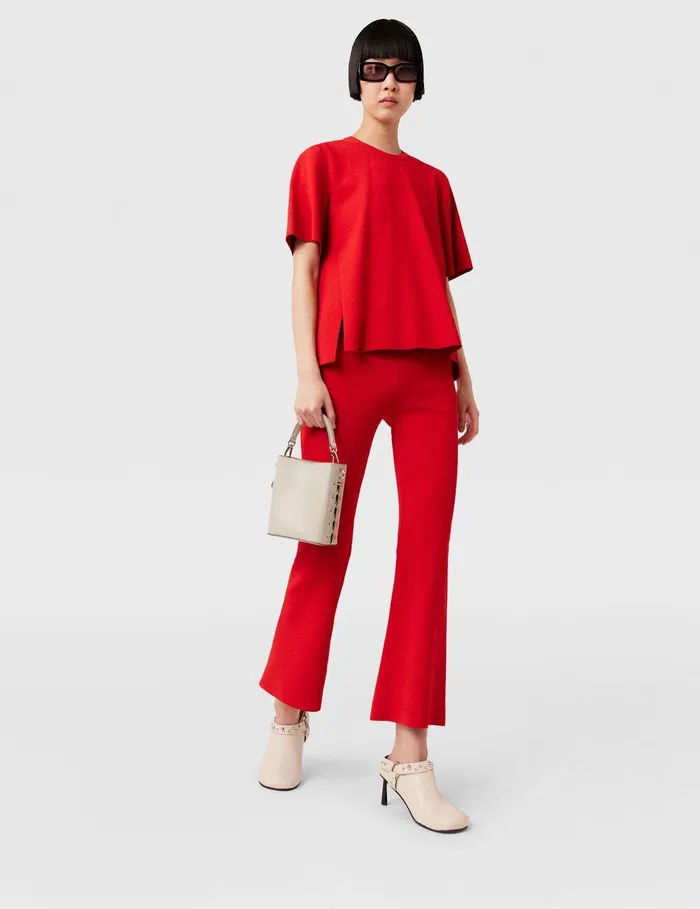 Stella McCartney Knitwear Women MidRise Flared Pants Lipstick Red Stella McCartney Knitwear Women MidRise Flared Pants Lipstick Red