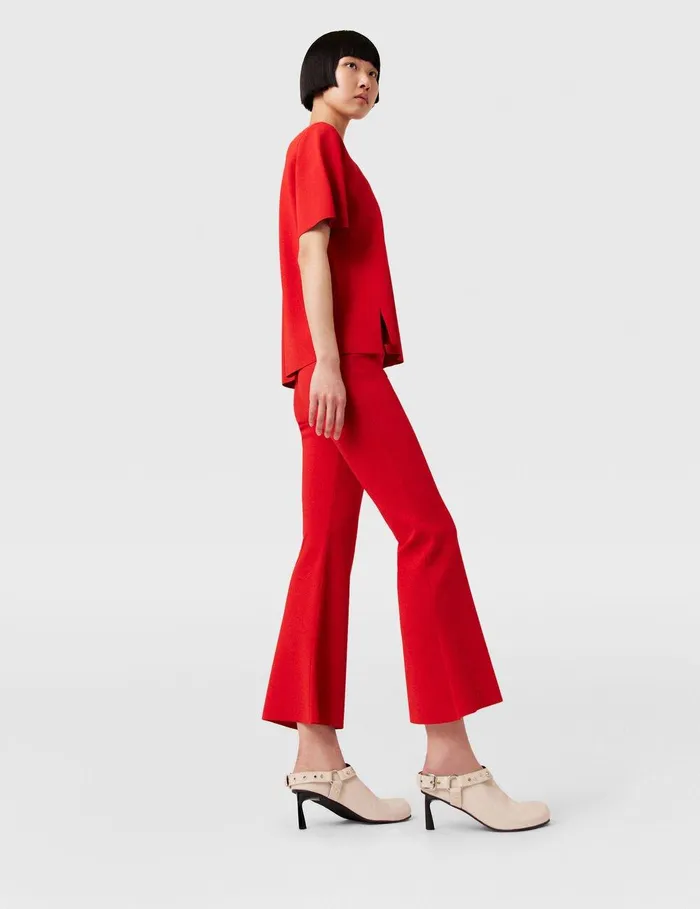 Stella McCartney Knitwear Women MidRise Flared Pants Lipstick Red Stella McCartney Knitwear Women MidRise Flared Pants Lipstick Red