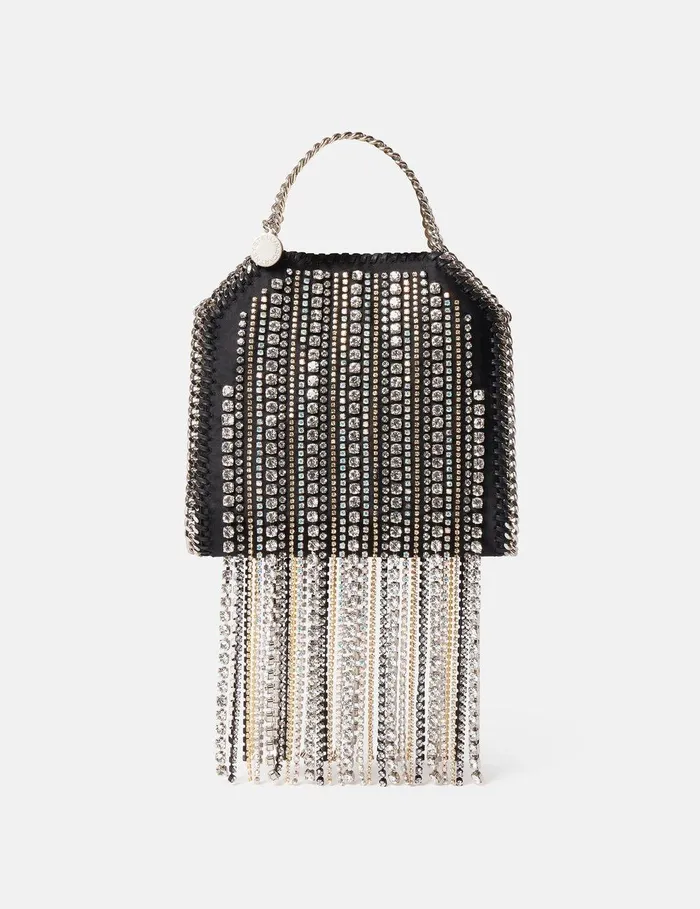 Stella McCartney Mini Bags And Clutches Women Crystal Fringe Falabella Tiny Tote Bag Black Stella McCartney Mini Bags And Clutches Women Crystal Fringe Falabella Tiny Tote Bag Black
