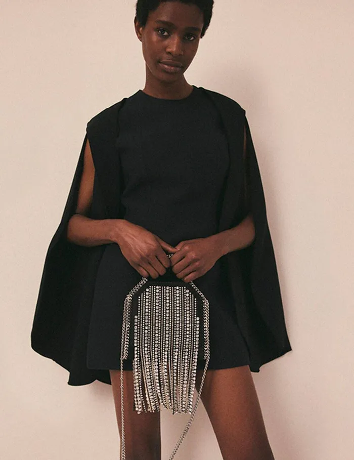 Stella McCartney Mini Bags And Clutches Women Crystal Fringe Falabella Tiny Tote Bag Black Stella McCartney Mini Bags And Clutches Women Crystal Fringe Falabella Tiny Tote Bag Black