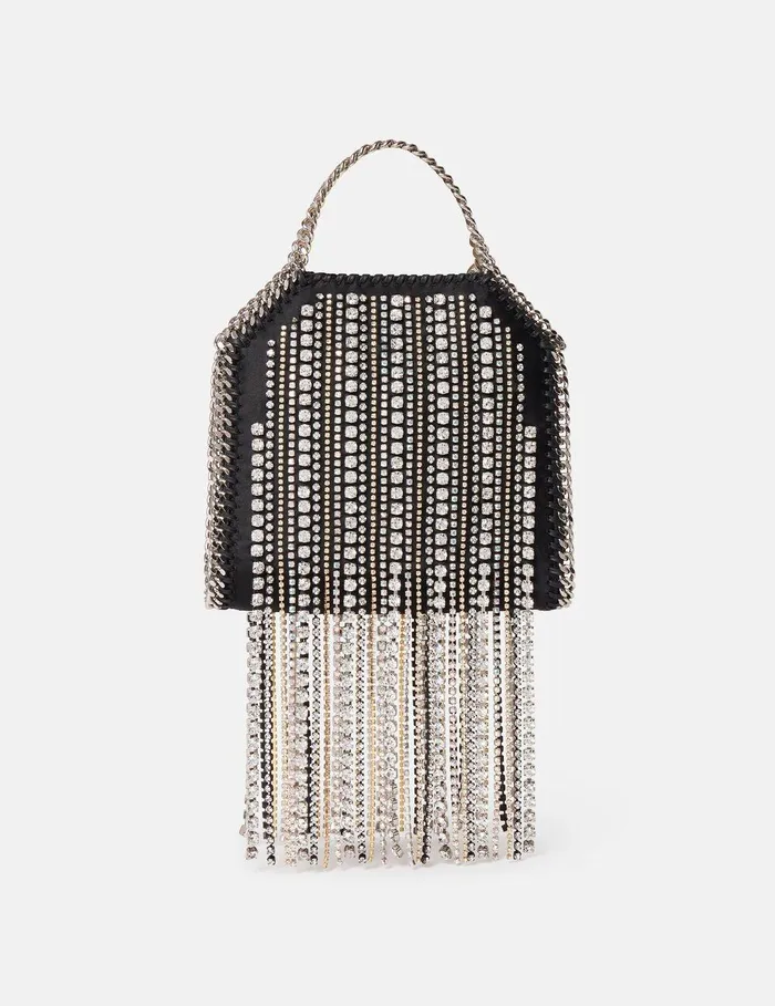 Stella McCartney Mini Bags And Clutches Women Crystal Fringe Falabella Tiny Tote Bag Black Stella McCartney Mini Bags And Clutches Women Crystal Fringe Falabella Tiny Tote Bag Black
