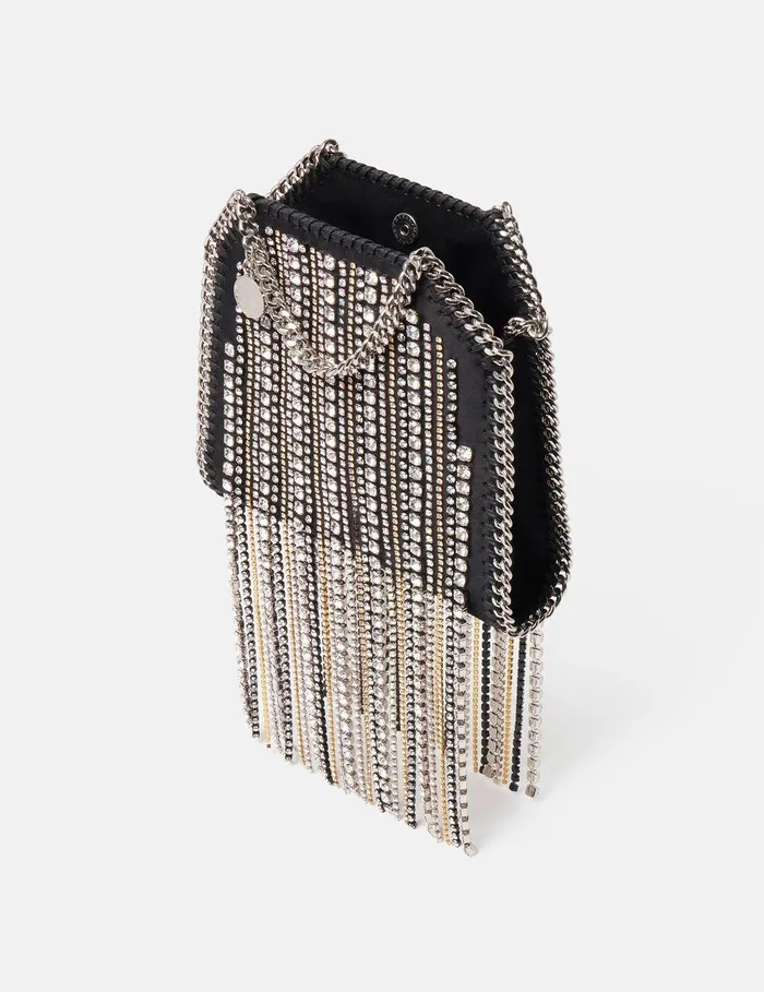 Stella McCartney Mini Bags And Clutches Women Crystal Fringe Falabella Tiny Tote Bag Black Stella McCartney Mini Bags And Clutches Women Crystal Fringe Falabella Tiny Tote Bag Black
