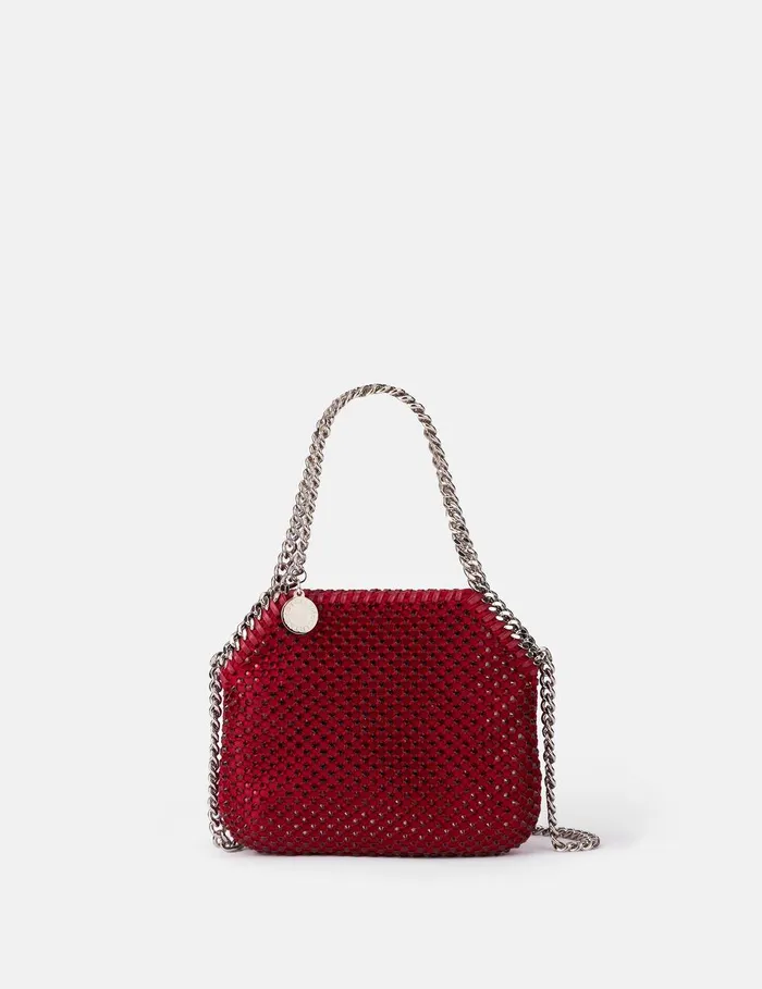 Stella McCartney Mini Bags And Clutches Women Falabella Tiny Crystal Tote Bag Ruby Red Stella McCartney Mini Bags And Clutches Women Falabella Tiny Crystal Tote Bag Ruby Red