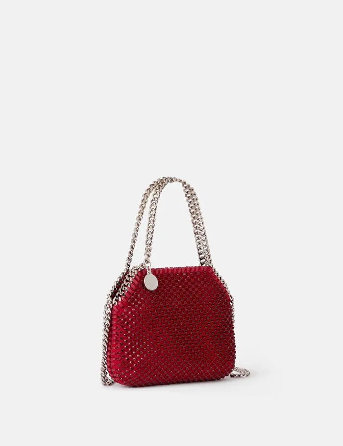 Stella McCartney Mini Bags And Clutches Women Falabella Tiny Crystal Tote Bag Ruby Red Stella McCartney Mini Bags And Clutches Women Falabella Tiny Crystal Tote Bag Ruby Red
