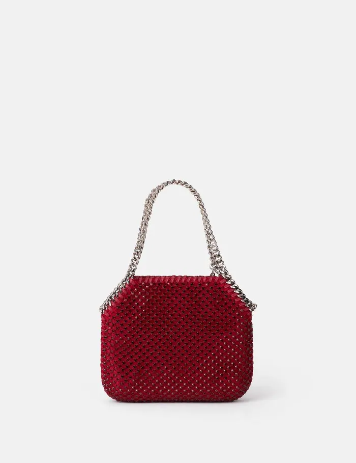 Stella McCartney Mini Bags And Clutches Women Falabella Tiny Crystal Tote Bag Ruby Red Stella McCartney Mini Bags And Clutches Women Falabella Tiny Crystal Tote Bag Ruby Red