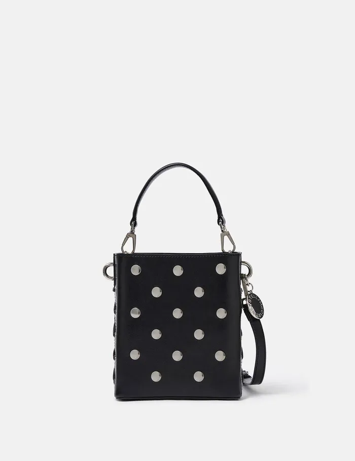 Stella McCartney Mini Bags And Clutches Women Frayme Studded Small Bucket Bag Pitch Black Stella McCartney Mini Bags And Clutches Women Frayme Studded Small Bucket Bag Pitch Black