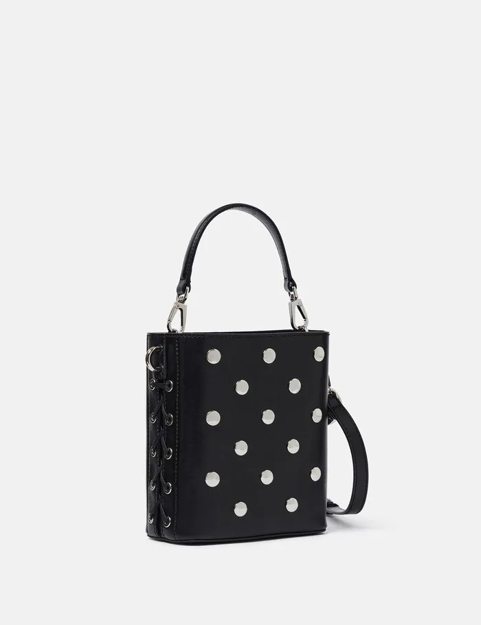 Stella McCartney Mini Bags And Clutches Women Frayme Studded Small Bucket Bag Pitch Black Stella McCartney Mini Bags And Clutches Women Frayme Studded Small Bucket Bag Pitch Black