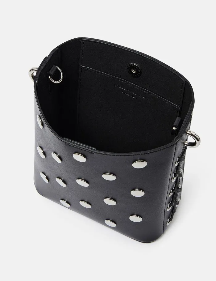 Stella McCartney Mini Bags And Clutches Women Frayme Studded Small Bucket Bag Pitch Black Stella McCartney Mini Bags And Clutches Women Frayme Studded Small Bucket Bag Pitch Black