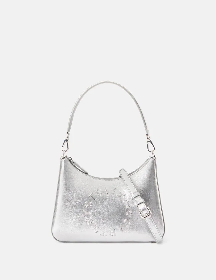 Stella McCartney Mini Bags And Clutches Women Logo Metallic Crossbody Shoulder Bag Metallic Silver Stella McCartney Mini Bags And Clutches Women Logo Metallic Crossbody Shoulder Bag Metallic Silver