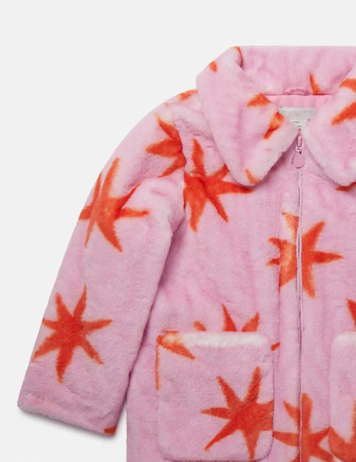Stella McCartney Outerwear Kids Bright Stars Coat Redpink Stella McCartney Outerwear Kids Bright Stars Coat Redpink