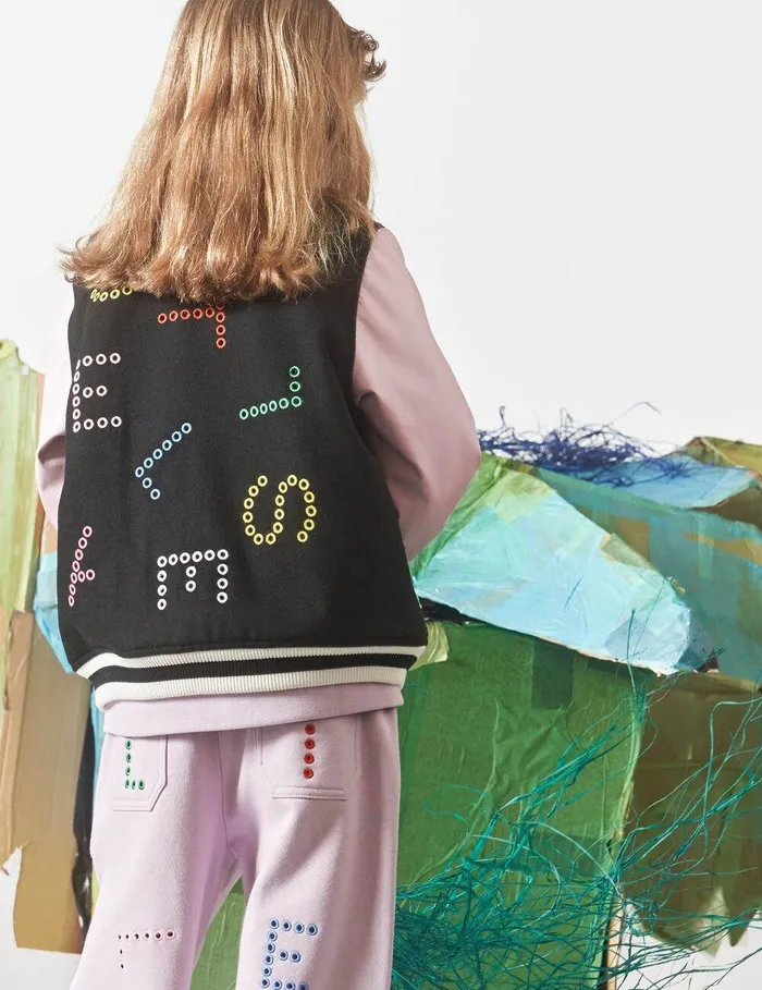 Stella McCartney Outerwear Kids Stella Pattern Bomber Jacket Lavender Stella McCartney Outerwear Kids Stella Pattern Bomber Jacket Lavender