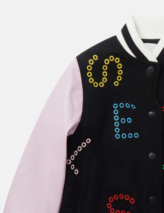 Stella McCartney Outerwear Kids Stella Pattern Bomber Jacket Lavender Stella McCartney Outerwear Kids Stella Pattern Bomber Jacket Lavender