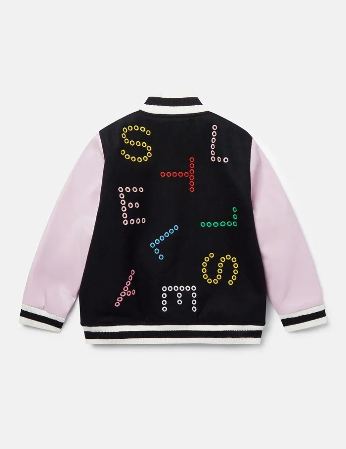 Stella McCartney Outerwear Kids Stella Pattern Bomber Jacket Lavender Stella McCartney Outerwear Kids Stella Pattern Bomber Jacket Lavender
