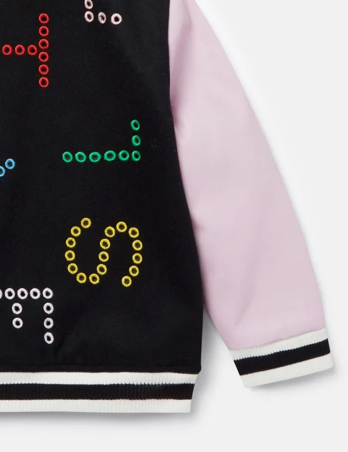 Stella McCartney Outerwear Kids Stella Pattern Bomber Jacket Lavender Stella McCartney Outerwear Kids Stella Pattern Bomber Jacket Lavender