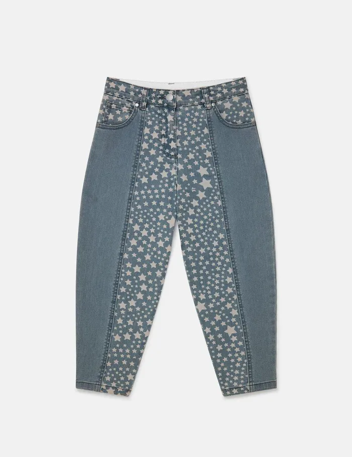 Stella McCartney Pants and Shorts Kids Star Pattern Chaps Denim Jeans Bluewhite Stella McCartney Pants and Shorts Kids Star Pattern Chaps Denim Jeans Bluewhite
