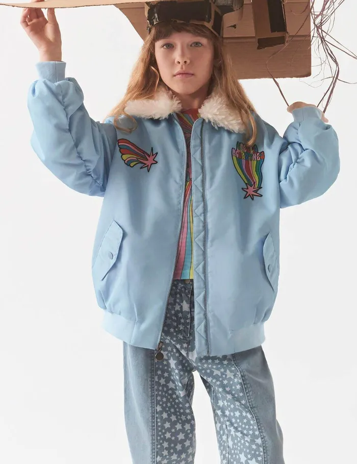 Stella McCartney Pants and Shorts Kids Star Pattern Chaps Denim Jeans Bluewhite Stella McCartney Pants and Shorts Kids Star Pattern Chaps Denim Jeans Bluewhite