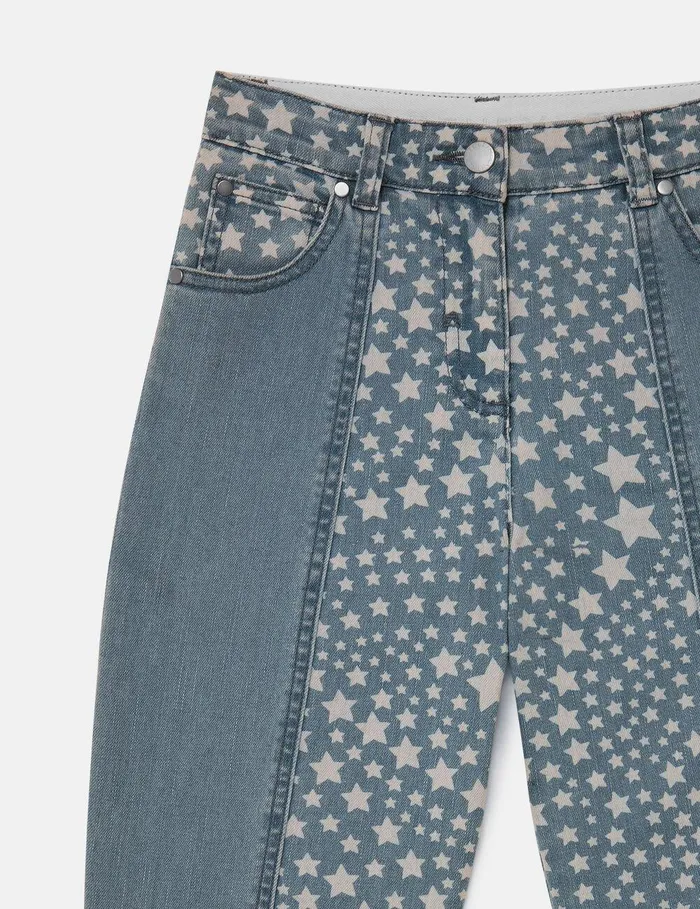 Stella McCartney Pants and Shorts Kids Star Pattern Chaps Denim Jeans Bluewhite Stella McCartney Pants and Shorts Kids Star Pattern Chaps Denim Jeans Bluewhite