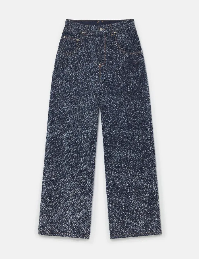 Stella McCartney Pants And Shorts Women HighRise Denim Boucl Jeans Speckled Blue Stella McCartney Pants And Shorts Women HighRise Denim Boucl Jeans Speckled Blue