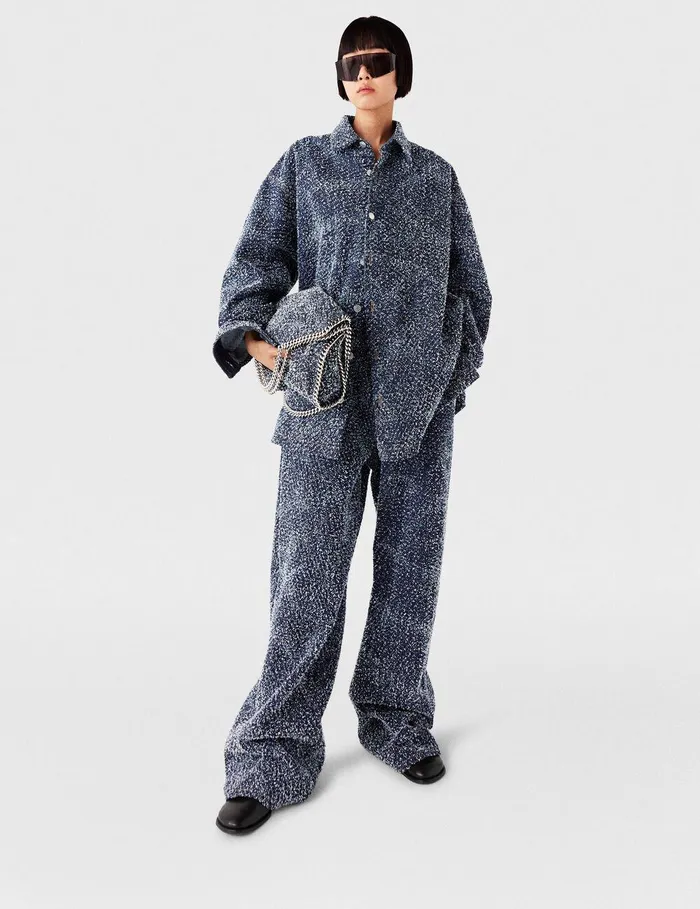 Stella McCartney Pants And Shorts Women HighRise Denim Boucl Jeans Speckled Blue Stella McCartney Pants And Shorts Women HighRise Denim Boucl Jeans Speckled Blue