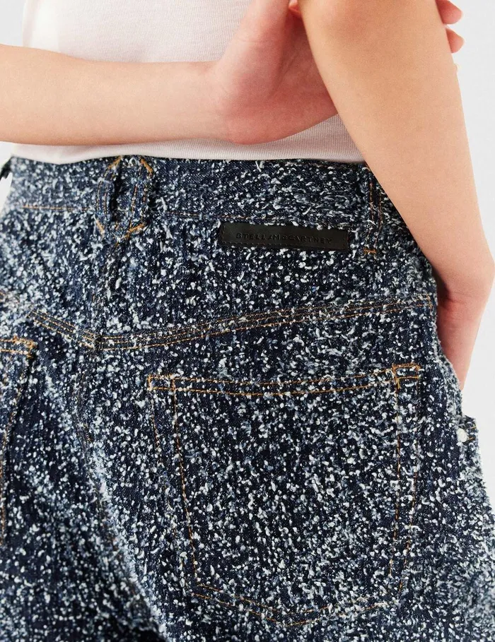Stella McCartney Pants And Shorts Women HighRise Denim Boucl Jeans Speckled Blue Stella McCartney Pants And Shorts Women HighRise Denim Boucl Jeans Speckled Blue