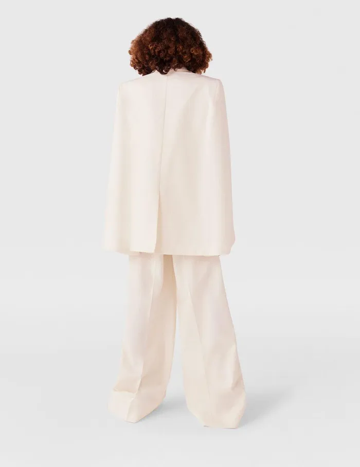 Stella McCartney Pants And Shorts Women HighRise WideLeg Wool Pants Cream White