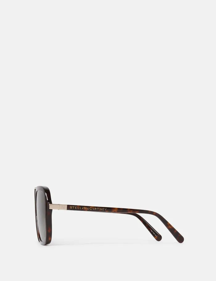 Stella McCartney Sunglasses Women Oversized Square Metal Bar Sunglasses Glossy Dark Havana Stella McCartney Sunglasses Women Oversized Square Metal Bar Sunglasses Glossy Dark Havana