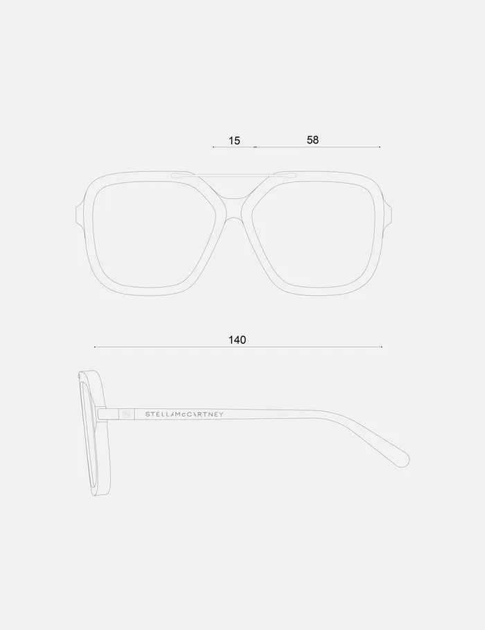 Stella McCartney Sunglasses Women Oversized Square Metal Bar Sunglasses Glossy Dark Havana Stella McCartney Sunglasses Women Oversized Square Metal Bar Sunglasses Glossy Dark Havana