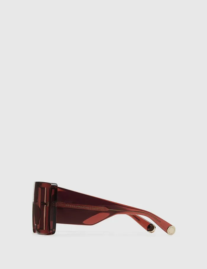 Stella McCartney Sunglasses Women Translucent Square Sunglasses Translucent Bordeaux Red Monochrome