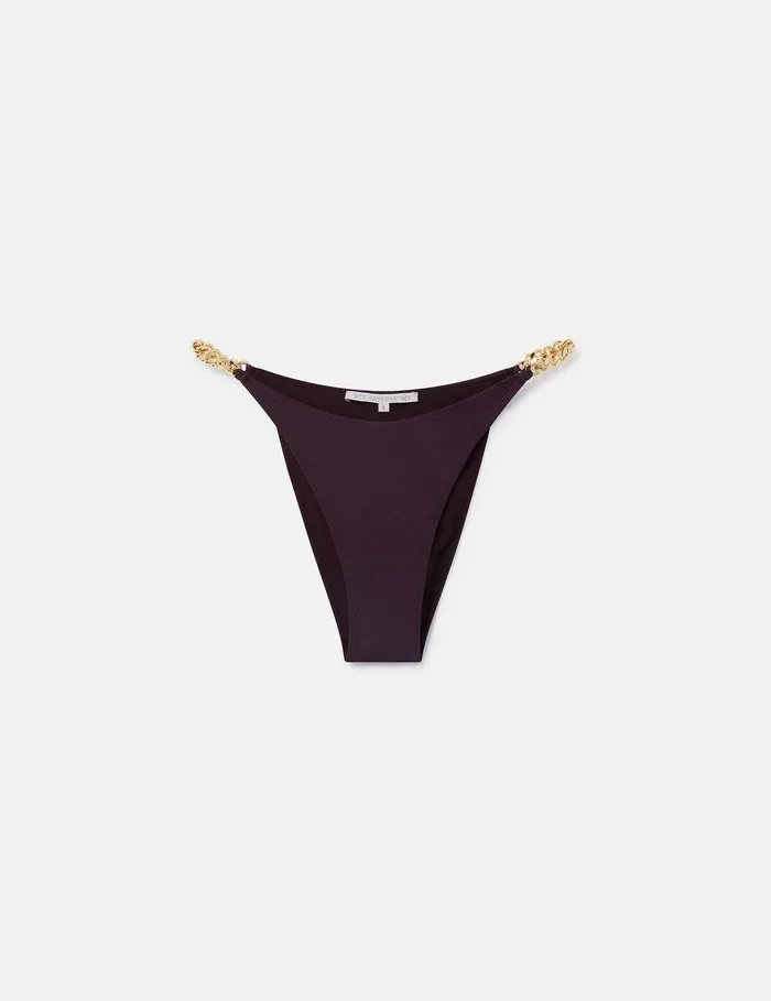 Stella McCartney Swimwear Women Falabella Chain VShape Bikini Briefs Burgundy