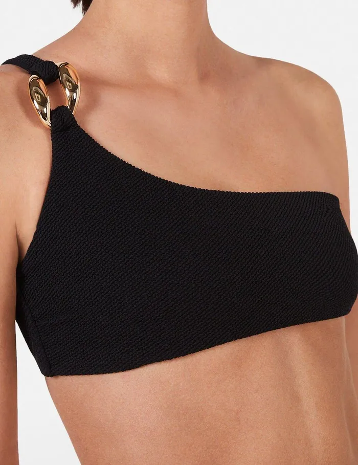 Stella McCartney Swimwear Women Falabella Pop OneShoulder Bikini Top Black Stella McCartney Swimwear Women Falabella Pop OneShoulder Bikini Top Black