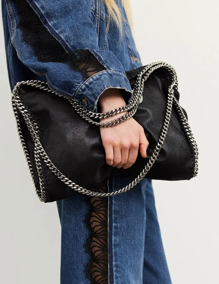 Stella McCartney TopHandle Bags Women Falabella FoldOver Tote Black Stella McCartney TopHandle Bags Women Falabella FoldOver Tote Black
