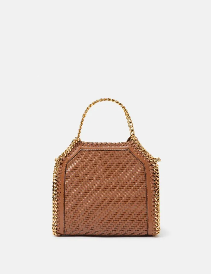 Stella McCartney TopHandle Bags Women Falabella Woven Tiny Tote Bag Tan Brown Stella McCartney TopHandle Bags Women Falabella Woven Tiny Tote Bag Tan Brown