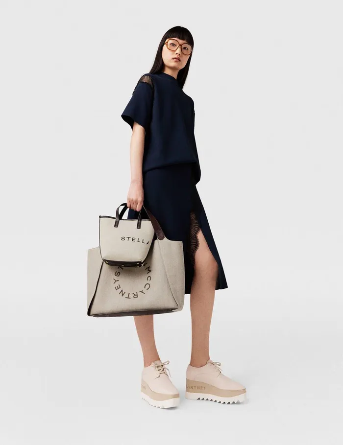 Stella McCartney TopHandle Bags Women Logo Canvas Crossbody Tote Bag Ecru Cream Stella McCartney TopHandle Bags Women Logo Canvas Crossbody Tote Bag Ecru Cream