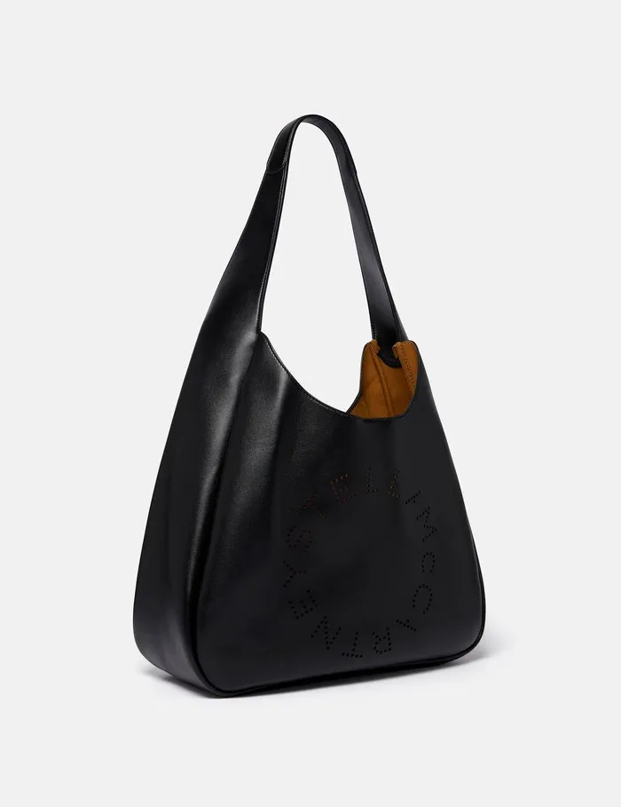 Stella McCartney TopHandle Bags Women Logo Slouchy Hobo Tote Bag Pitch Black Stella McCartney TopHandle Bags Women Logo Slouchy Hobo Tote Bag Pitch Black